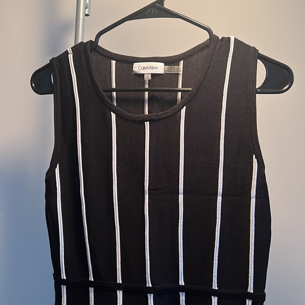 Black and white striped CK dress - Picture 2 of 3